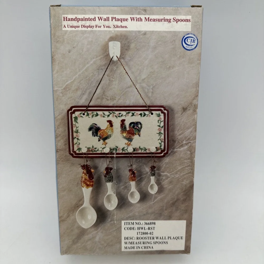 Debco Ceramic Wall Hanging Roster Decor Measuring Spoons CottageCore Handpainted